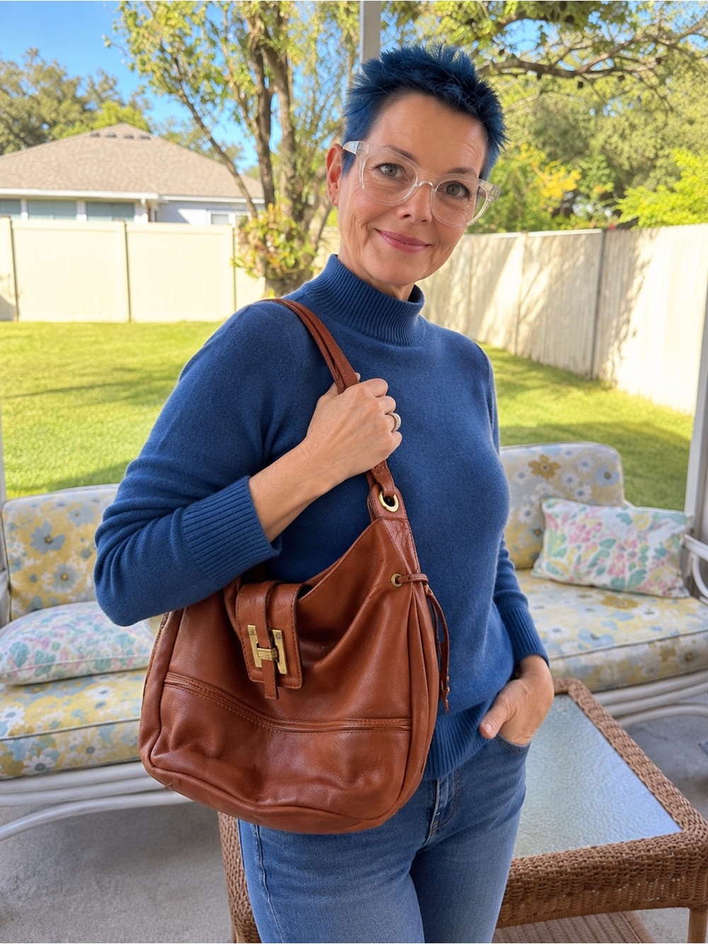 Kate Spade Cognac Pebbled Leather Hobo Shoulder Bag PXRU0709